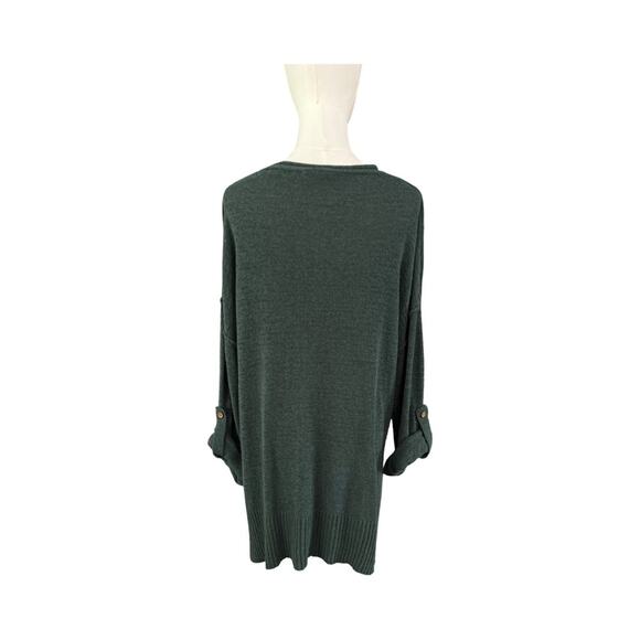 She + Sky Green Knit Henley Loose Knit Pullover Sweater Women’s Size Large - Picture 5 of 7